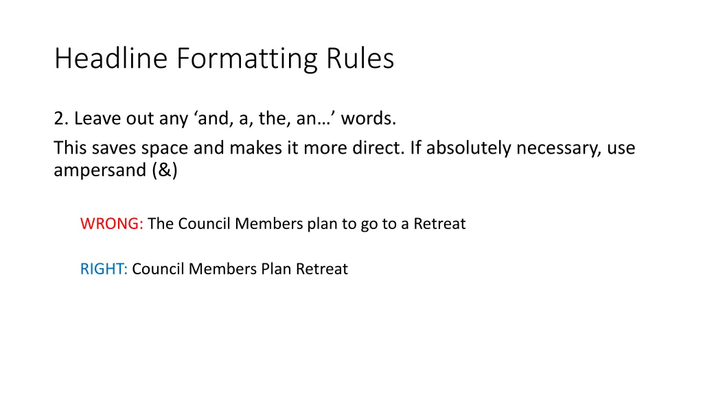 headline formatting rules 1