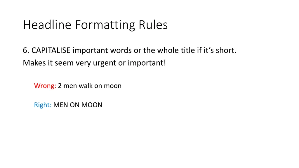 headline formatting rules 5