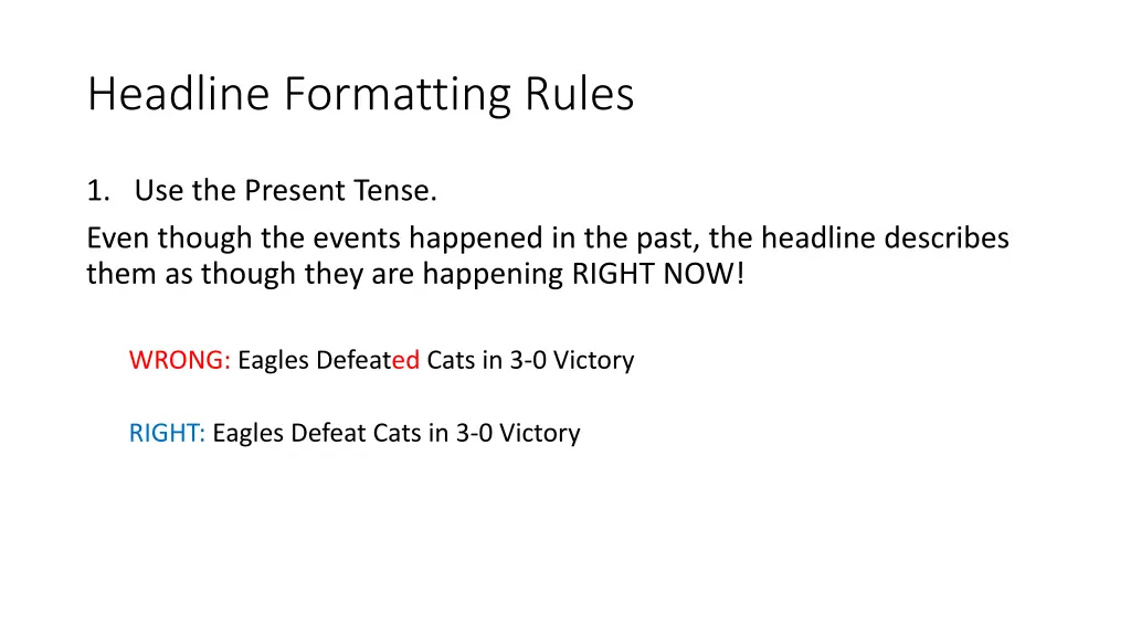 headline formatting rules