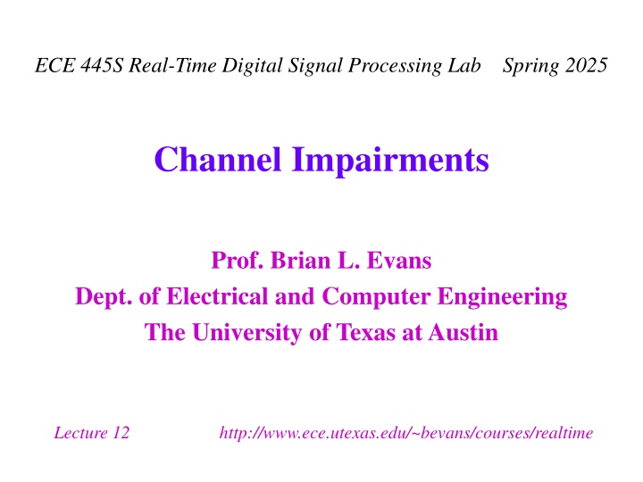 ece 445s real time digital signal processing