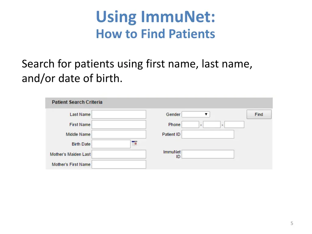 using immunet how to find patients