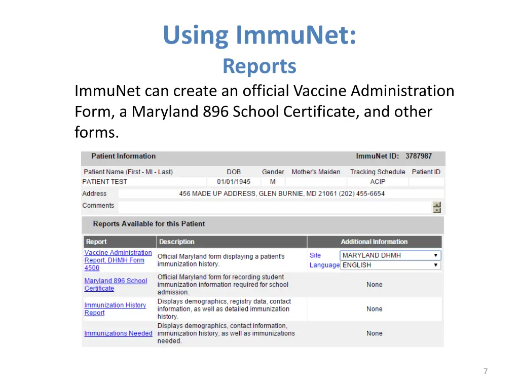 using immunet reports immunet can create