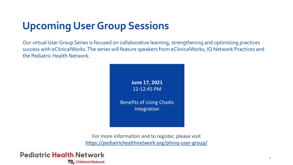 upcoming user group sessions