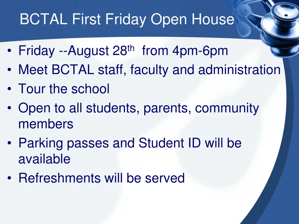 bctal first friday open house