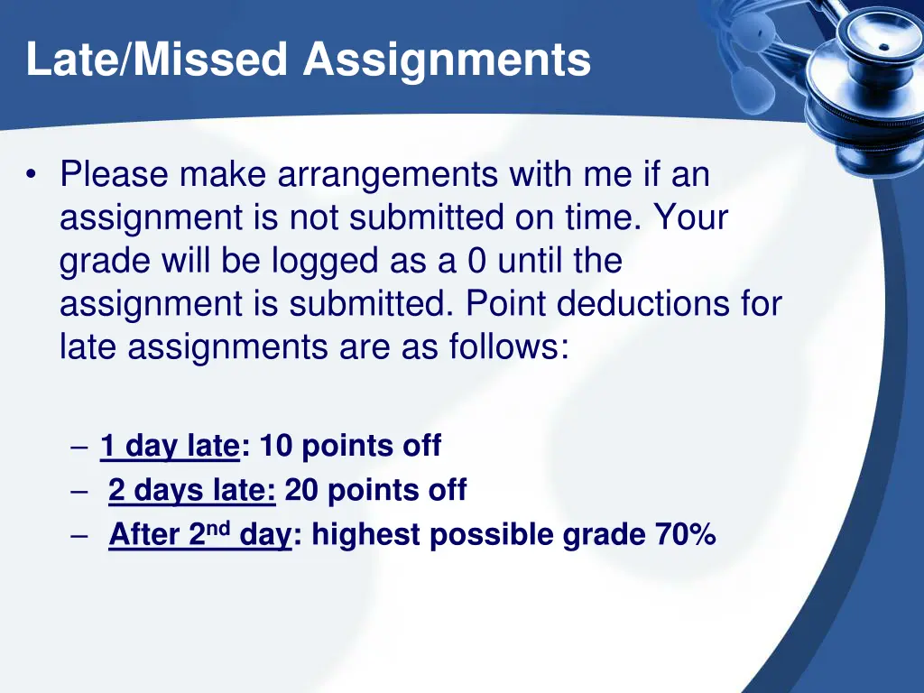 late missed assignments