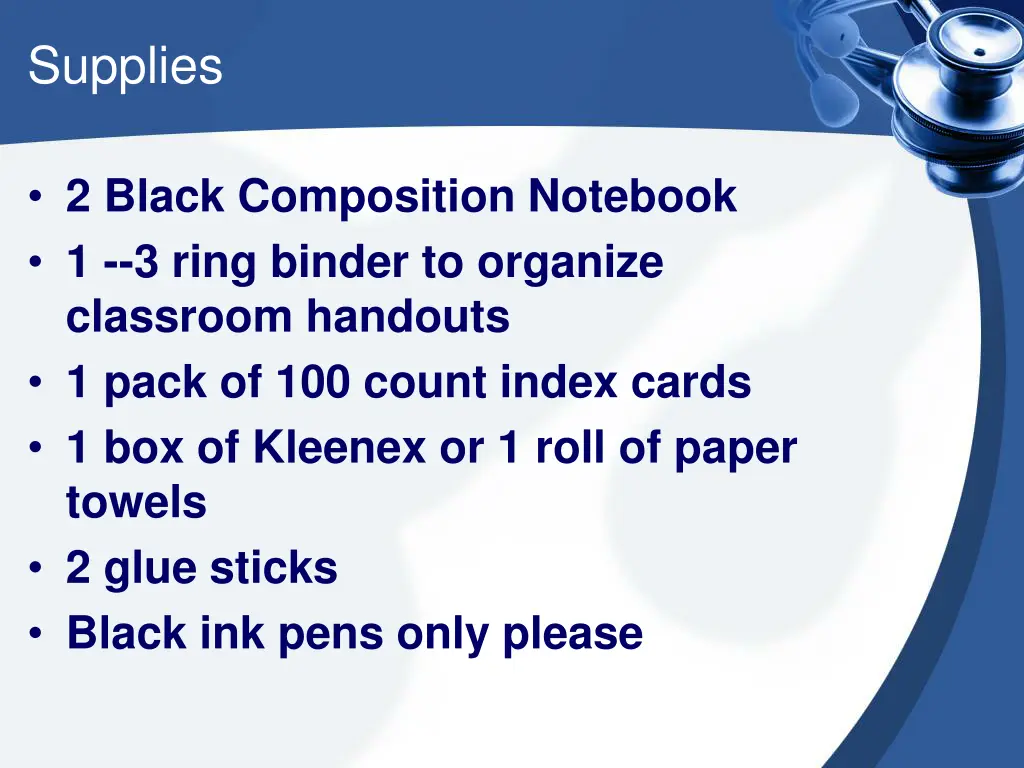 supplies