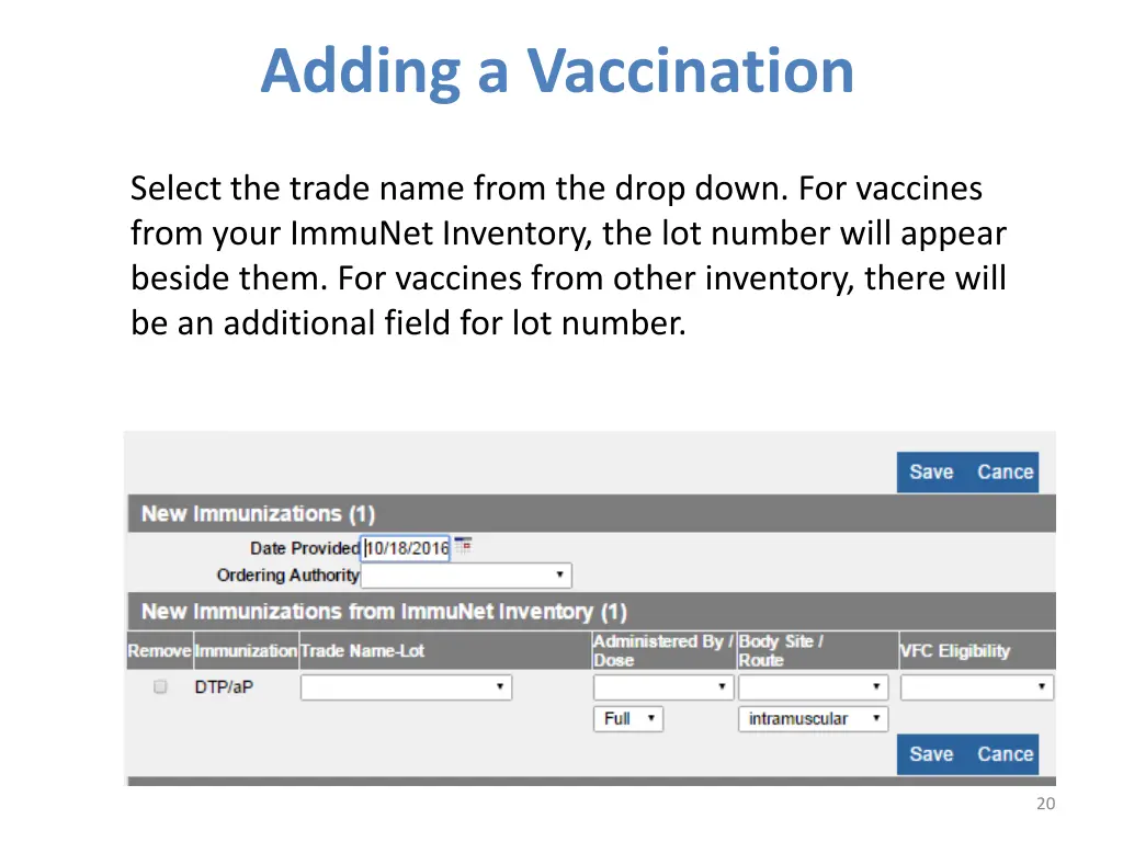 adding a vaccination
