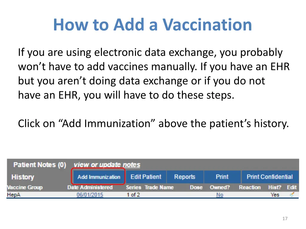 how to add a vaccination