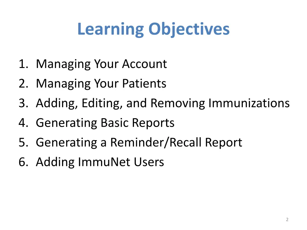 learning objectives