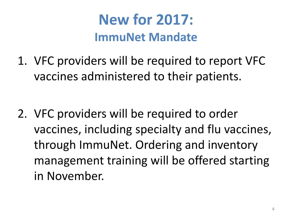 new for 2017 immunet mandate