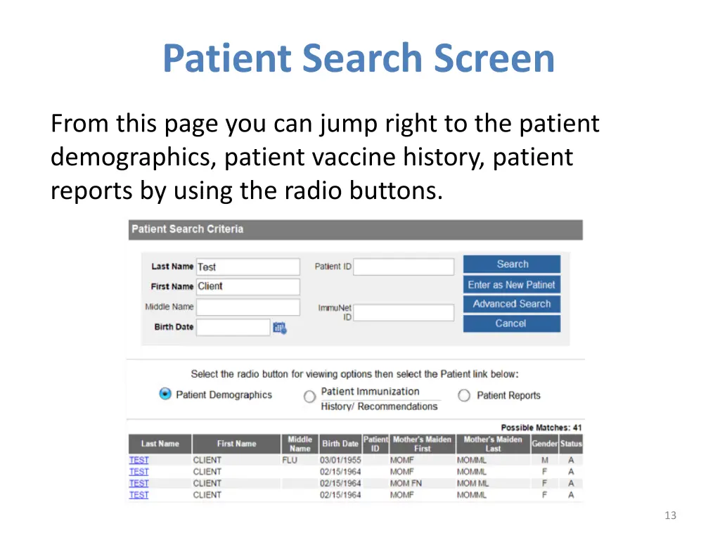 patient search screen 1