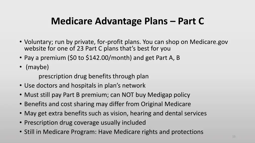 medicare advantage plans part c