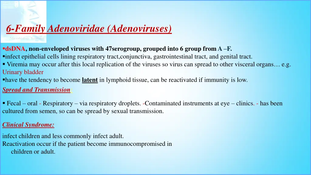 6 family adenoviridae adenoviruses