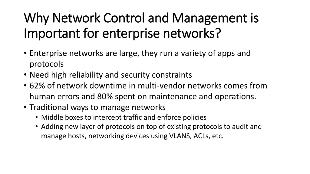 why network control and management is why network