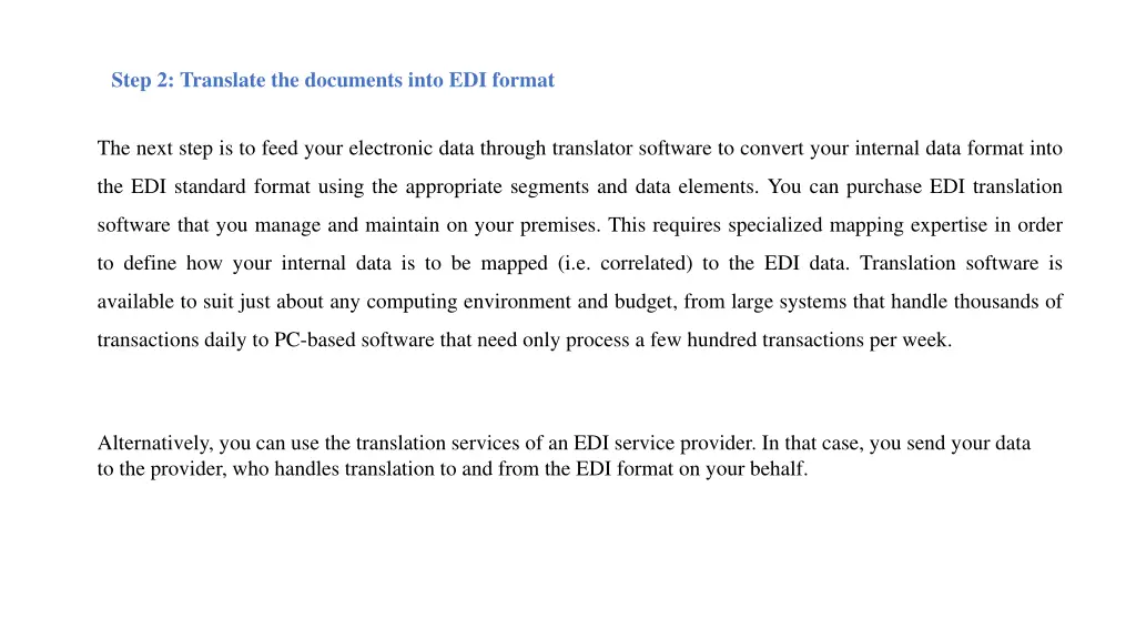 step 2 translate the documents into edi format