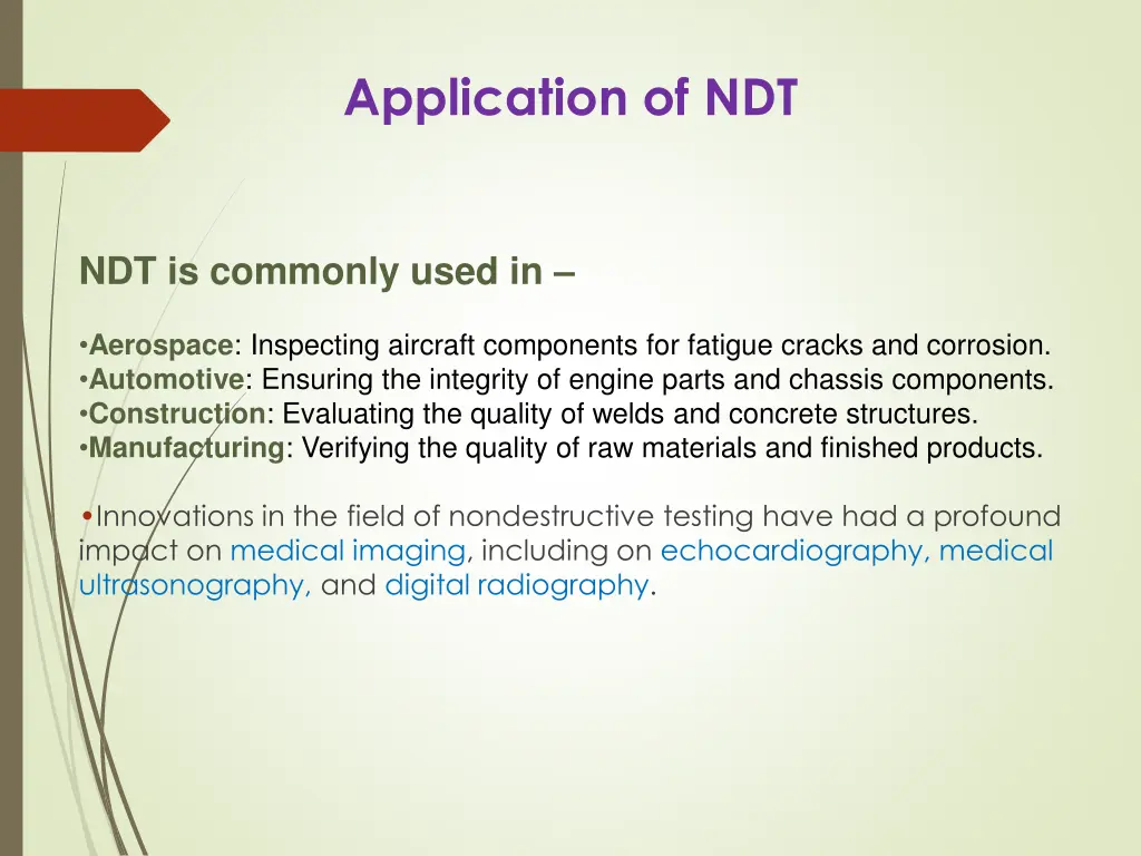 application of ndt