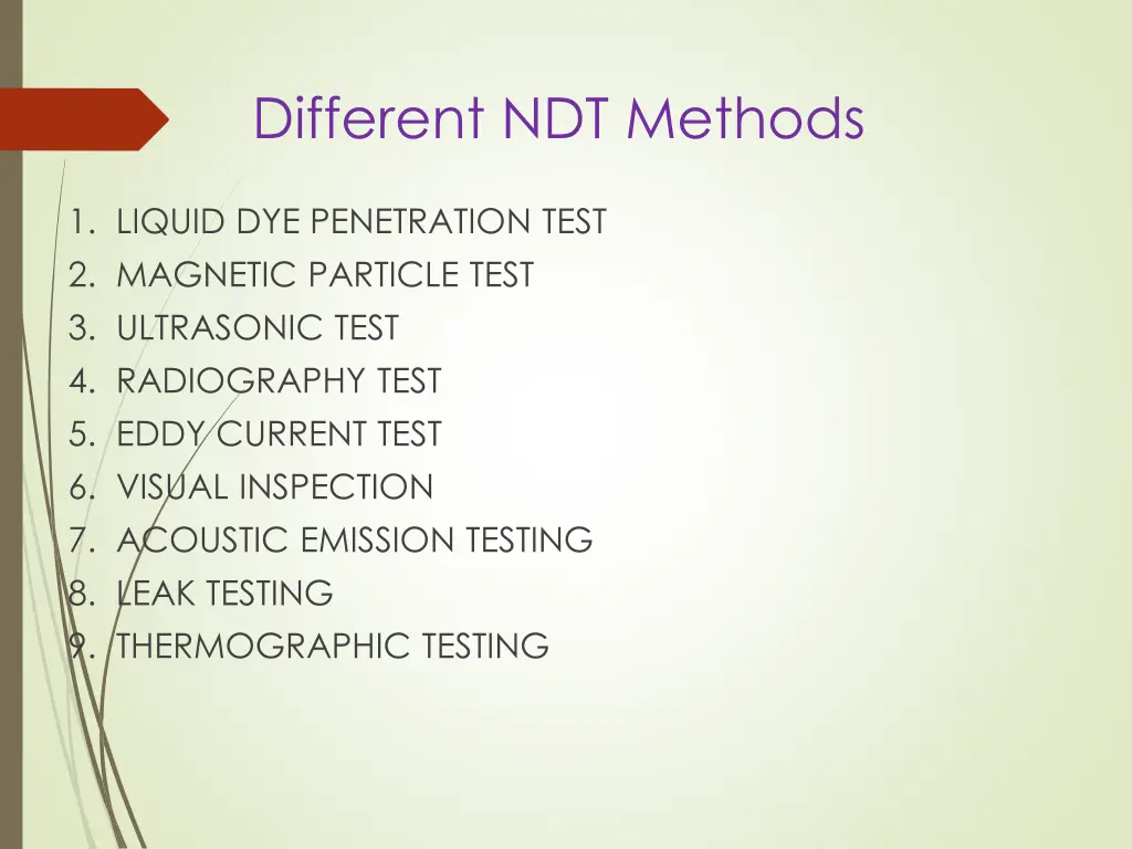 different ndt methods