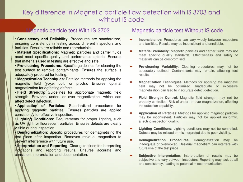 key difference in magnetic particle flaw