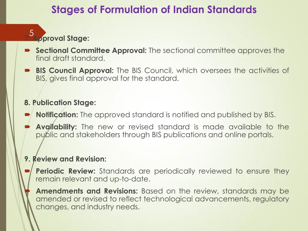 stages of formulation of indian standards 2