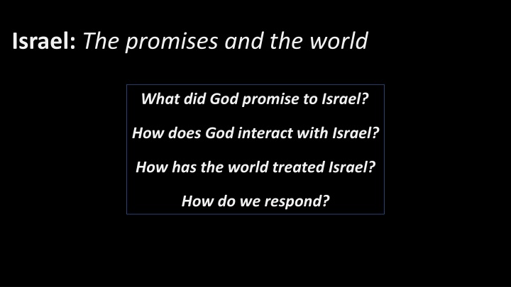 israel the promises and the world