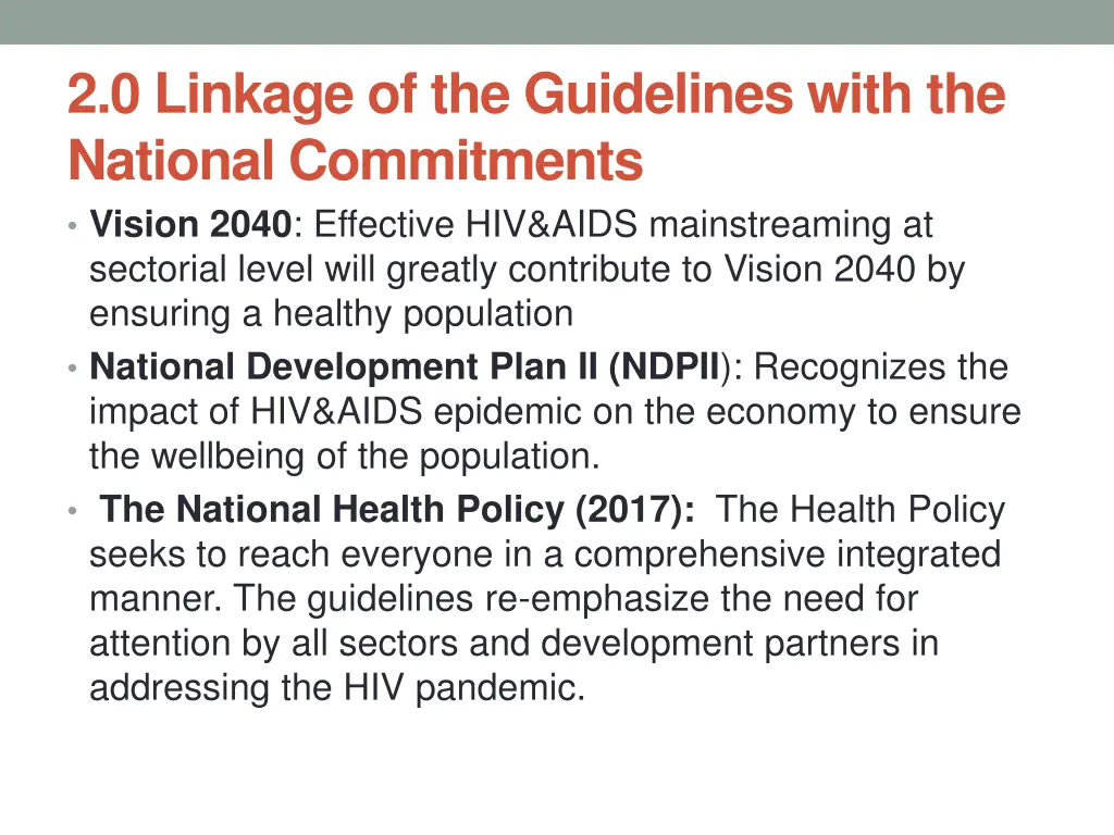 2 0 linkage of the guidelines with the national
