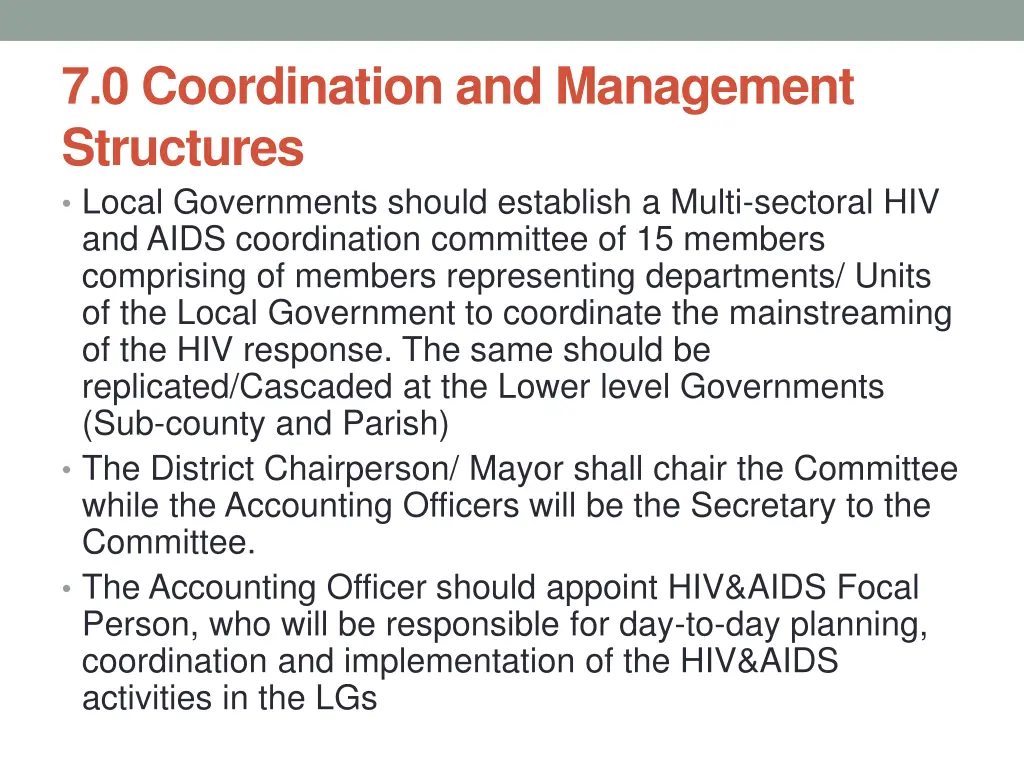 7 0 coordination and management structures local