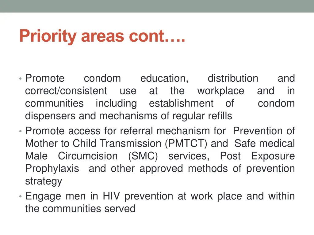 priority areas cont