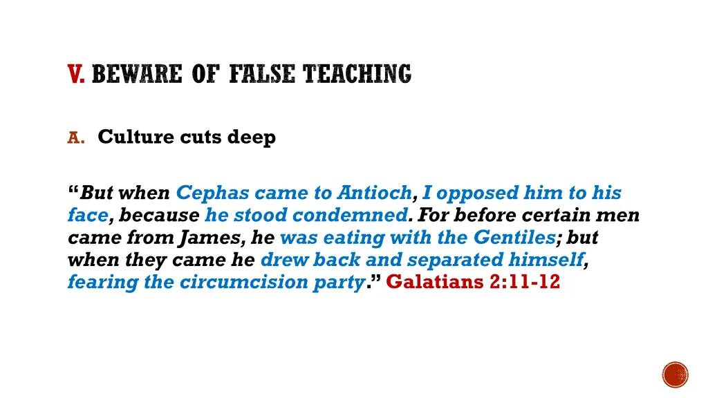 v beware of false teaching