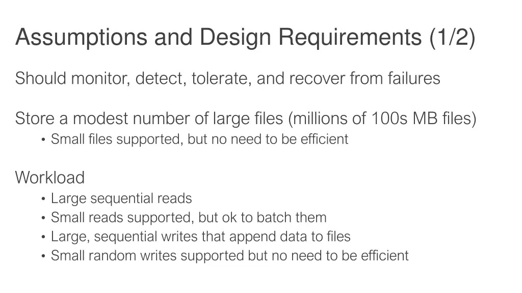assumptions and design requirements 1 2