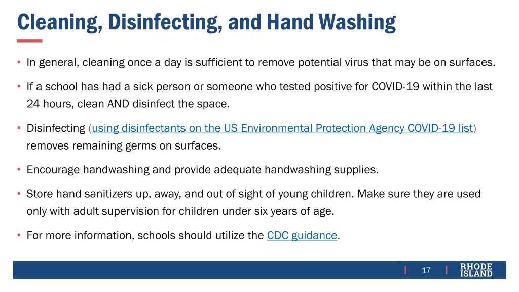 cleaning disinfecting and hand washing