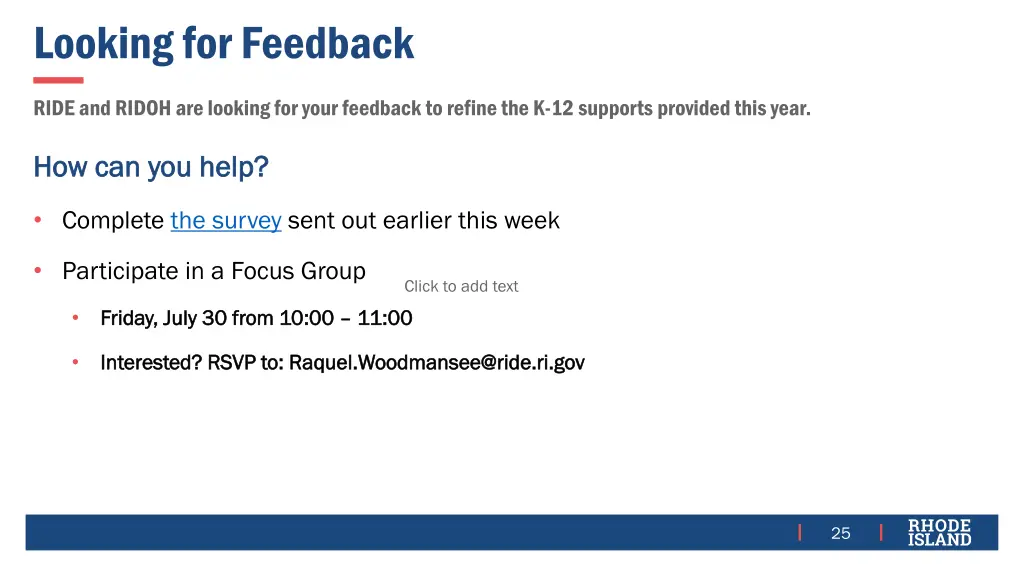 looking for feedback