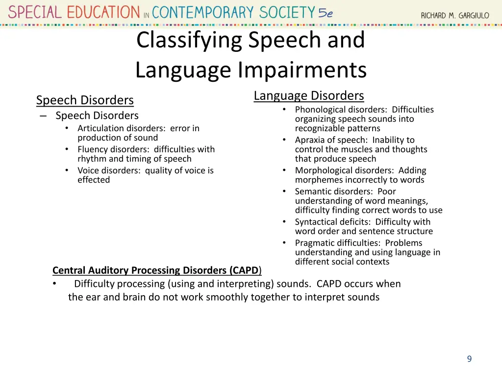 classifying speech and language impairments