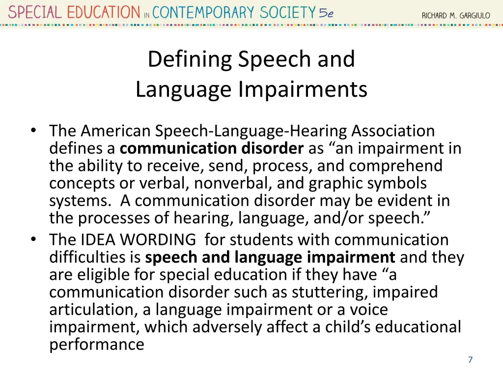 defining speech and language impairments