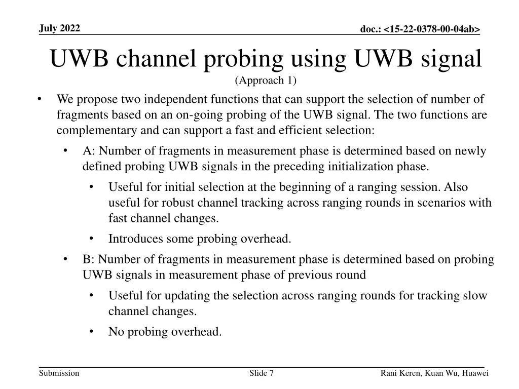 july 2022 uwb channel probing using uwb signal