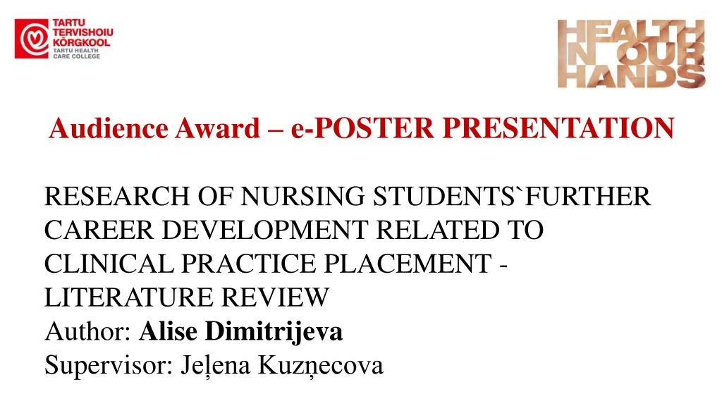 audience award e poster presentation