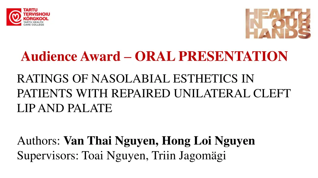 audience award oral presentation