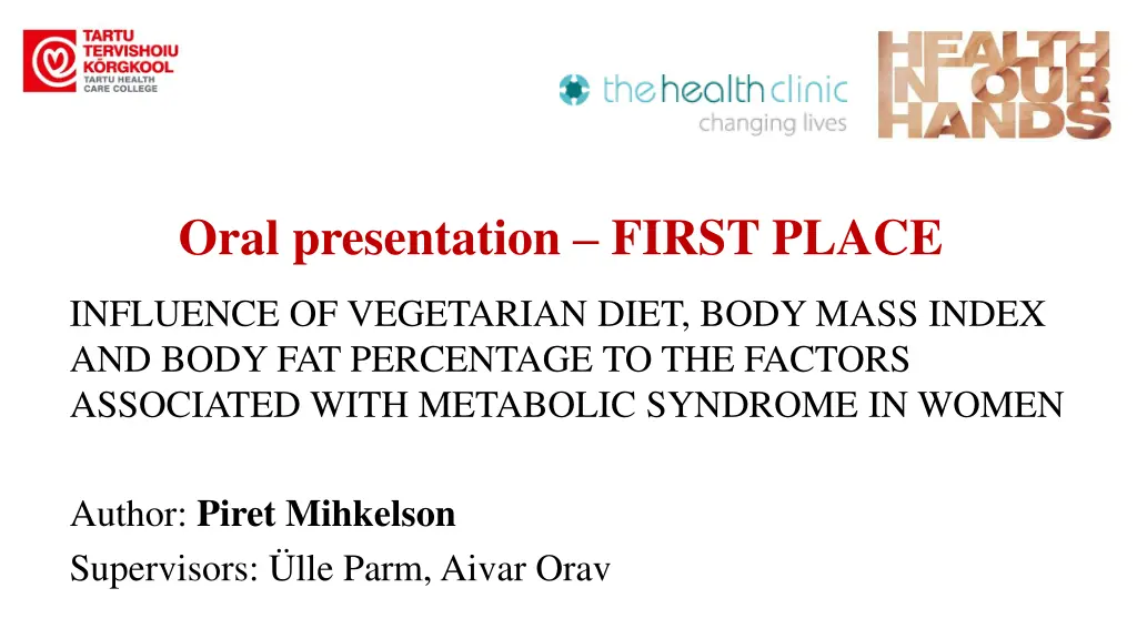 oral presentation first place