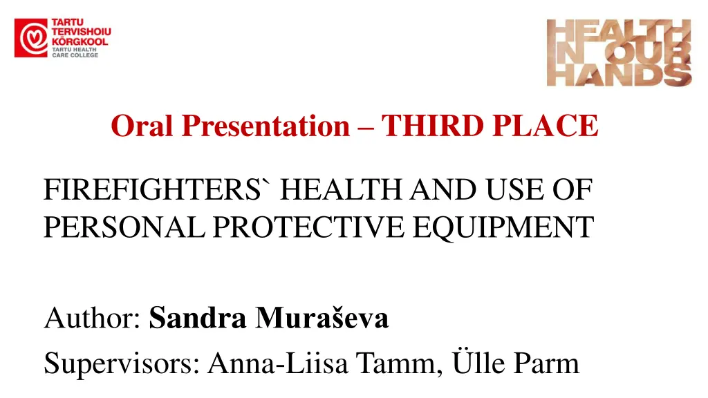 oral presentation third place