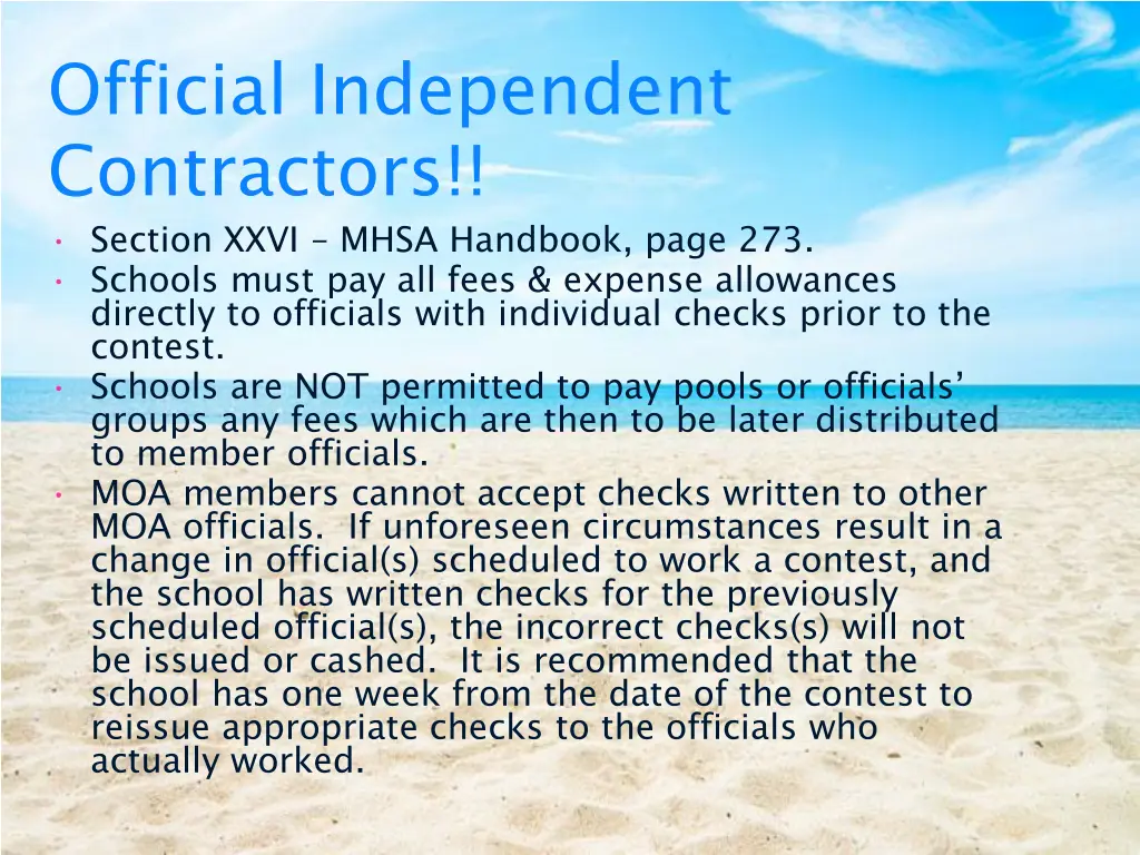official independent contractors section xxvi
