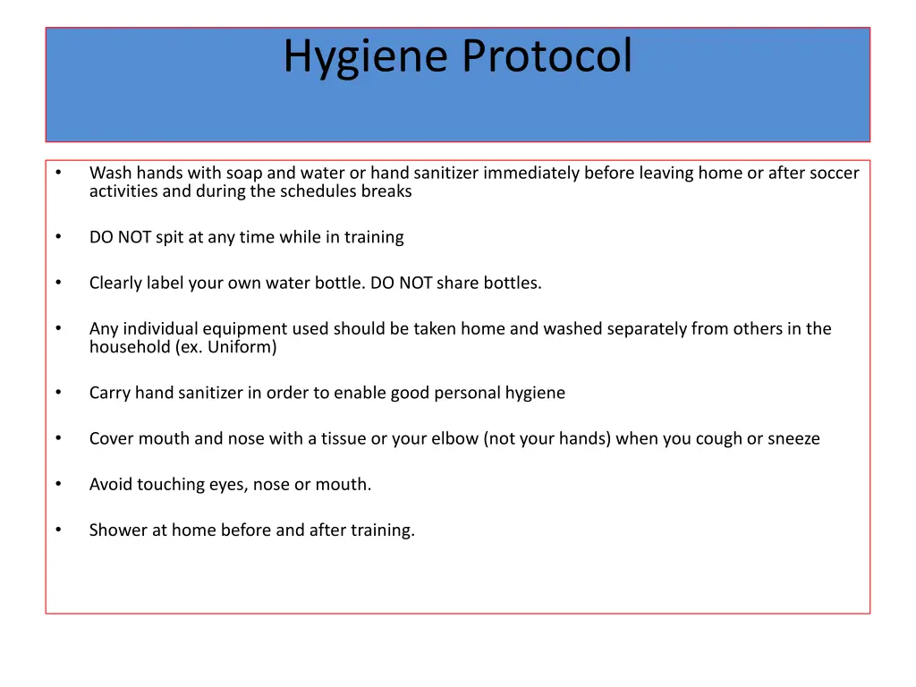hygiene protocol