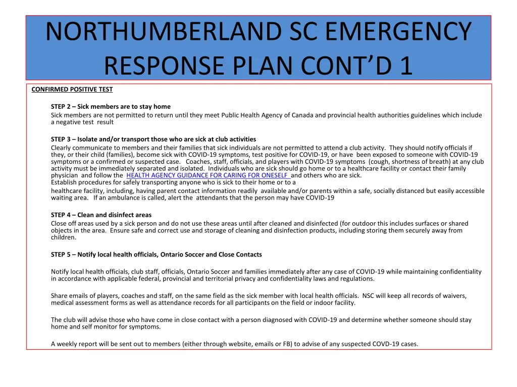 northumberland sc emergency response plan cont d 1