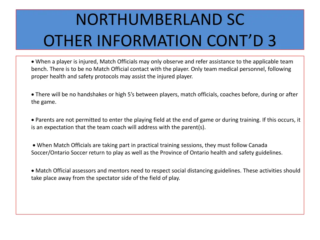 northumberland sc other information cont d 3