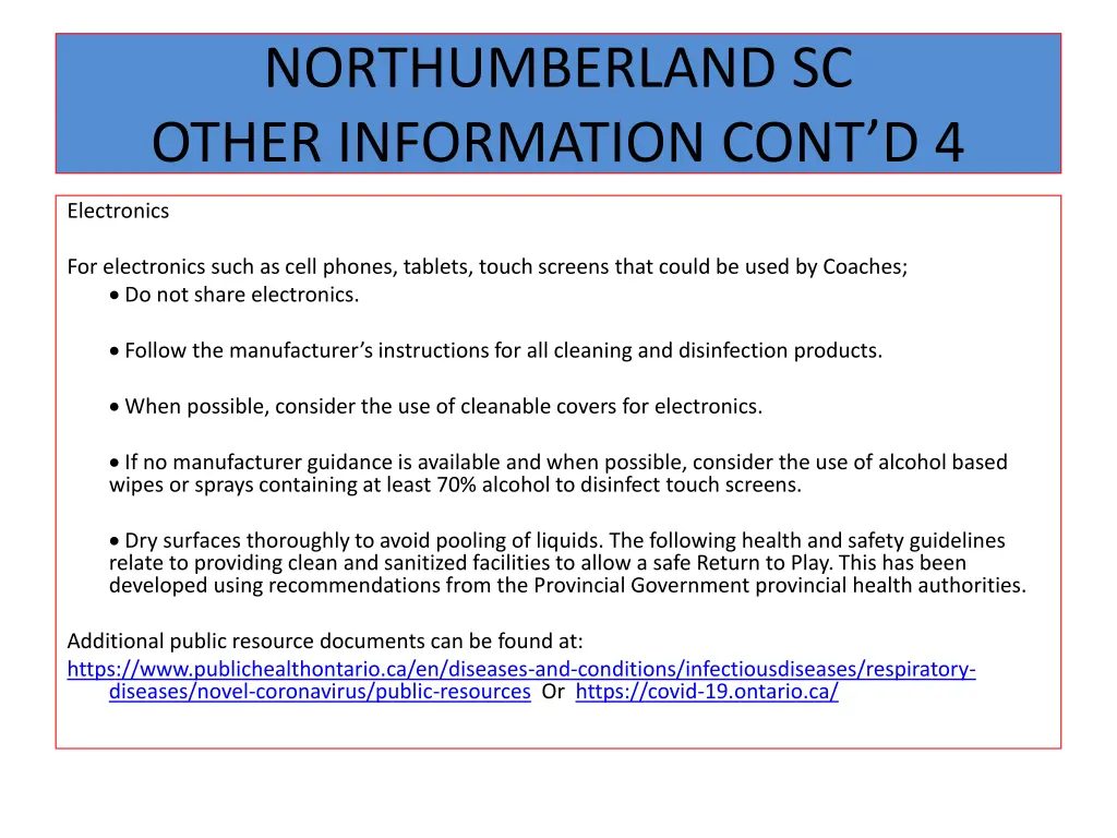 northumberland sc other information cont d 4