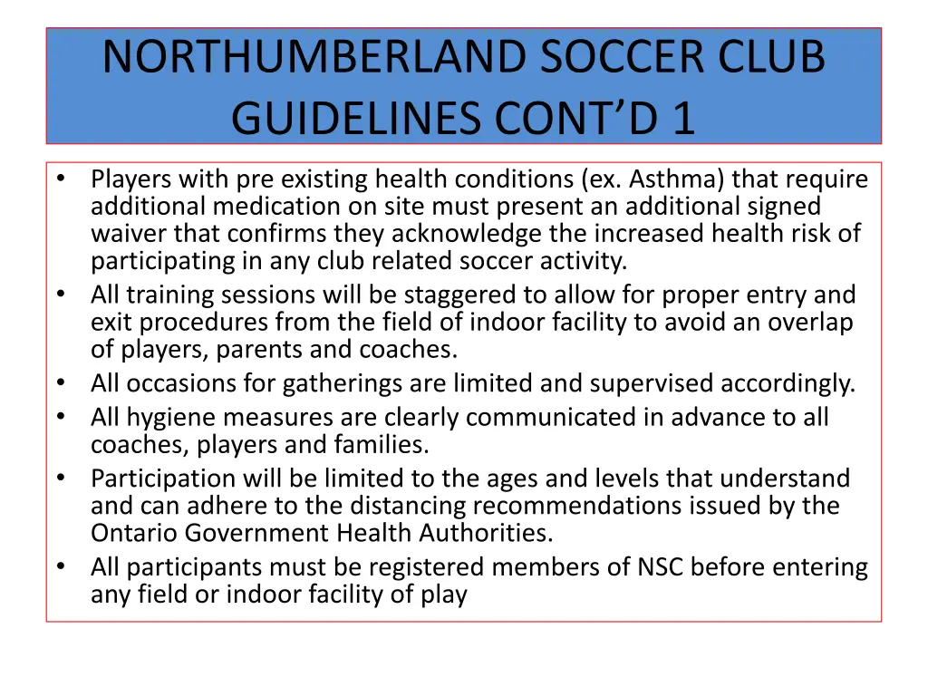 northumberland soccer club guidelines cont d 1
