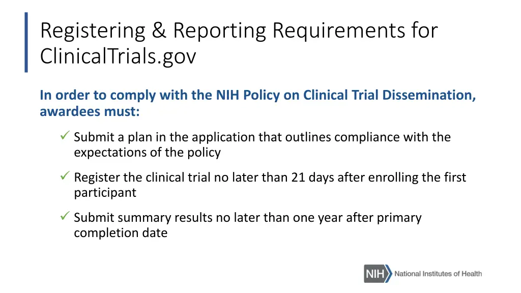 registering reporting requirements