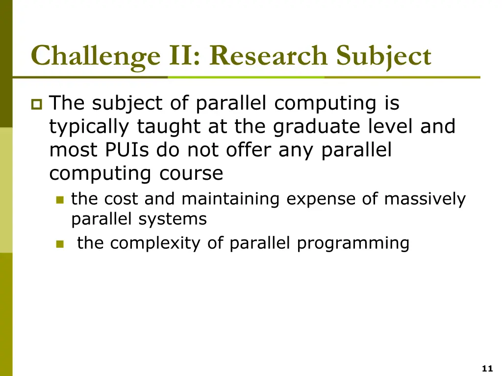 challenge ii research subject