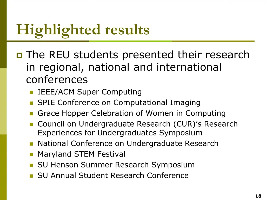 highlighted results