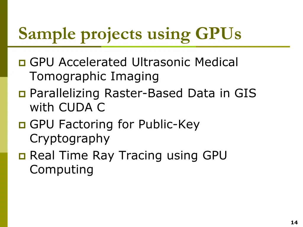sample projects using gpus
