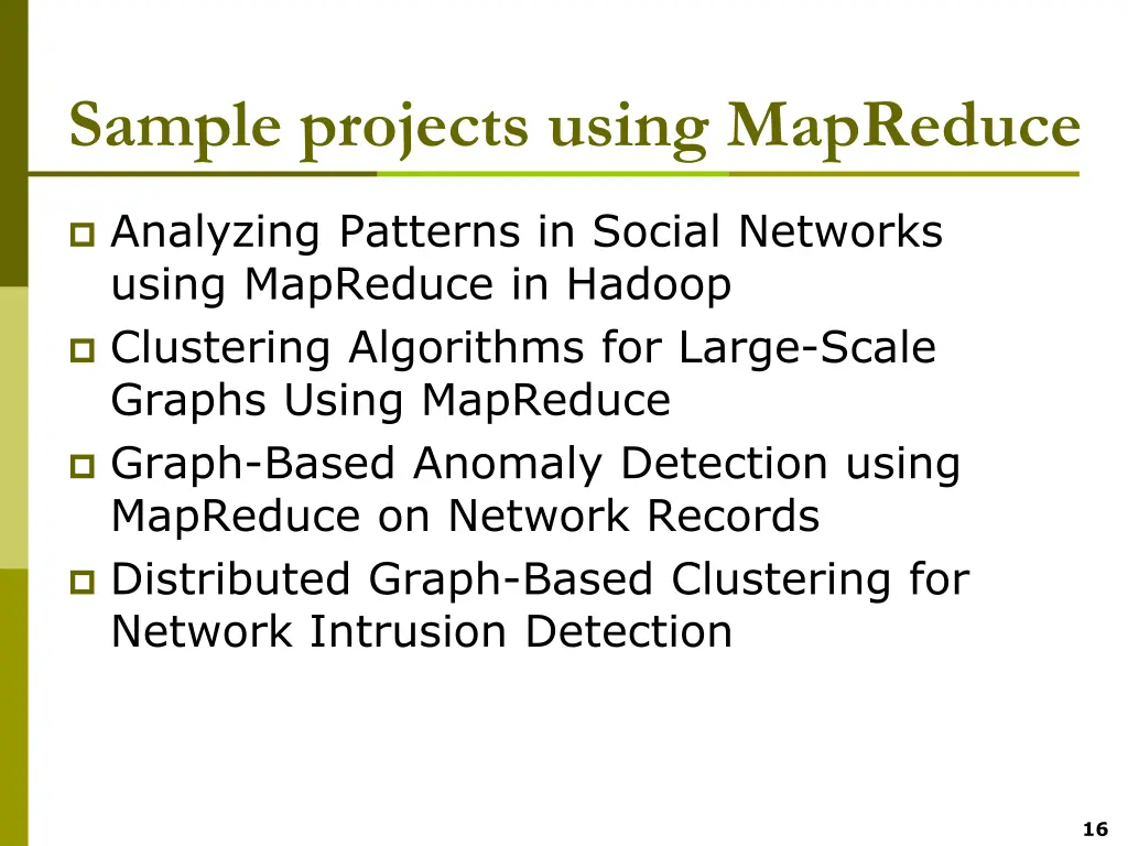 sample projects using mapreduce