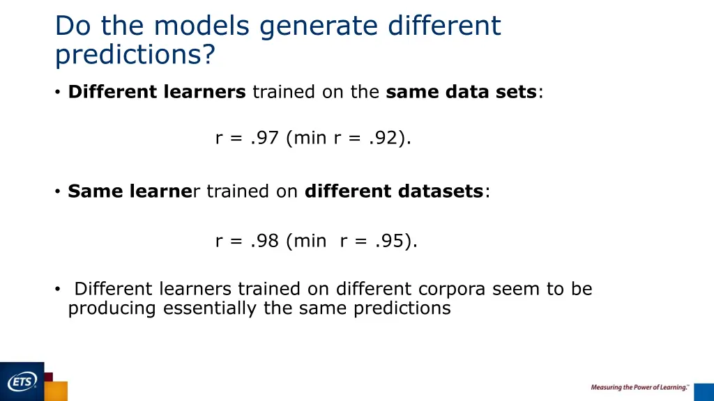 do the models generate different predictions